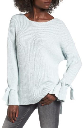 Women's Lush Tie Sleeve Sweater - Blue