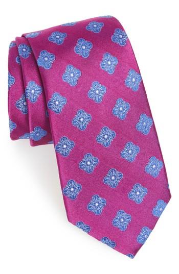 Men's Nordstrom Men's Shop Cameron Floral Medallion Silk Tie, Size - Purple