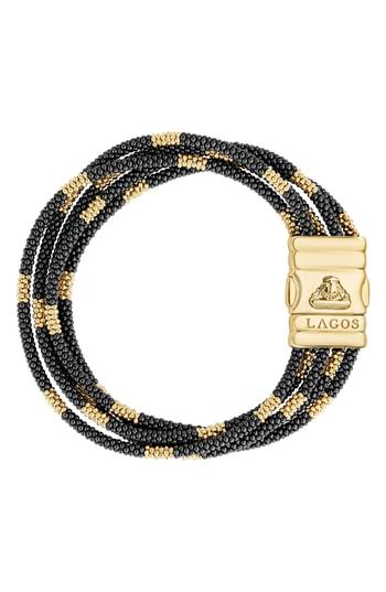 Women's Lagos Gold & Black Caviar Bead Bracelet