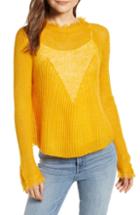 Women's Moon River Frayed Sheer Sweater - Yellow