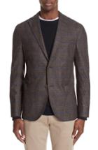 Men's Boglioli Trim Fit Stretch Plaid Wool Blend Sport Coat Us / 48 Eu R - Brown