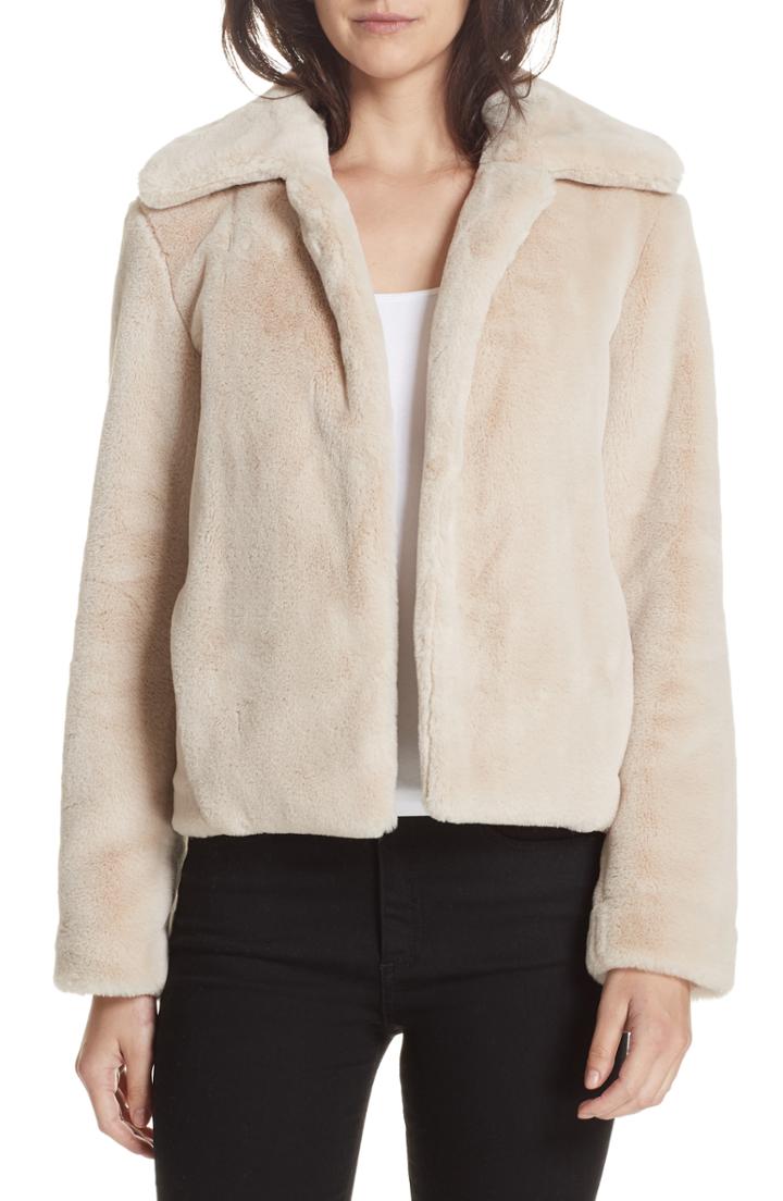 Women's Theory Faux Rabbit Fur Jacket - Beige