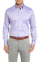 Men's Peter Millar Crown Soft Pinpoint Regular Fit Sport Shirt, Size - Purple