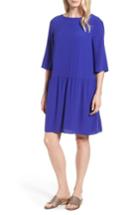 Women's Eileen Fisher Drop Waist Silk Dress - Blue