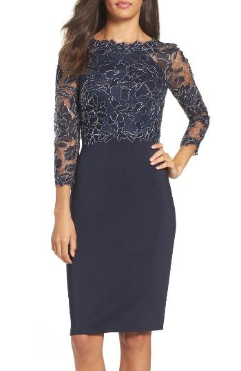 Women's Tadashi Shoji Lace & Neoprene Sheath Dress