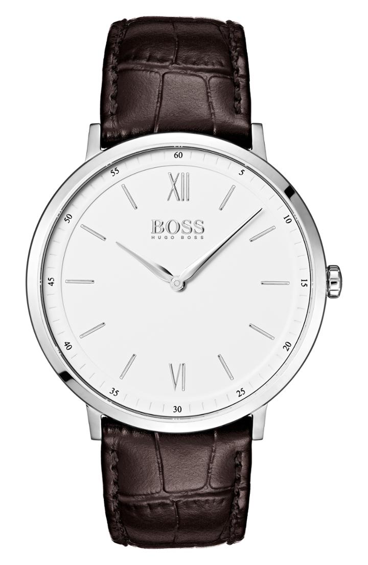 Men's Boss Essential Ultra Slim Leather Strap Watch, 40mm