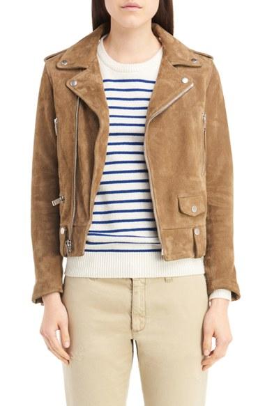Women's Saint Laurent Fringe Suede Moto Jacket