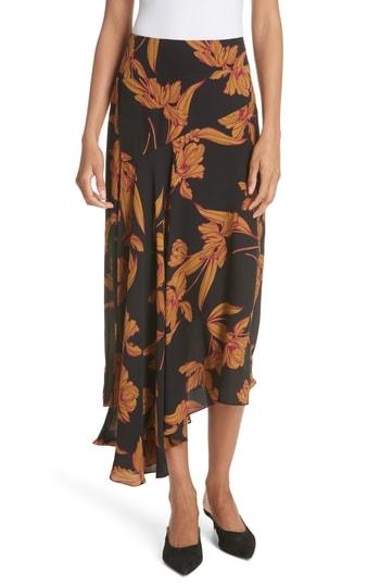 Women's A.l.c. Lev Print Silk Midi Skirt - Black