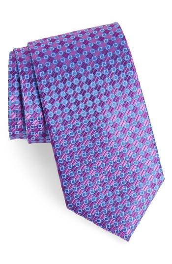Men's Nordstrom Men's Shop Middletown Geometric Silk Tie, Size X-long - Purple