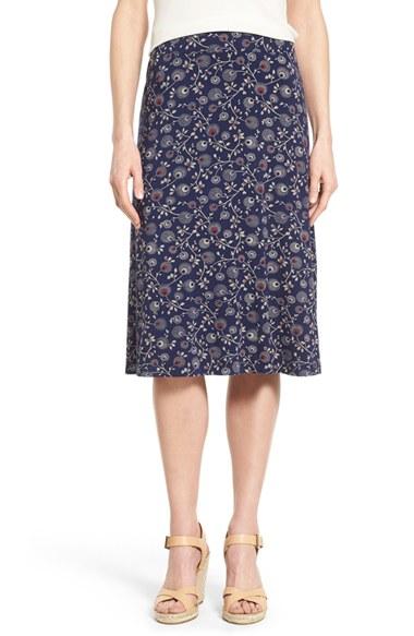 Women's Caslon A-line Knit Midi Skirt - Blue