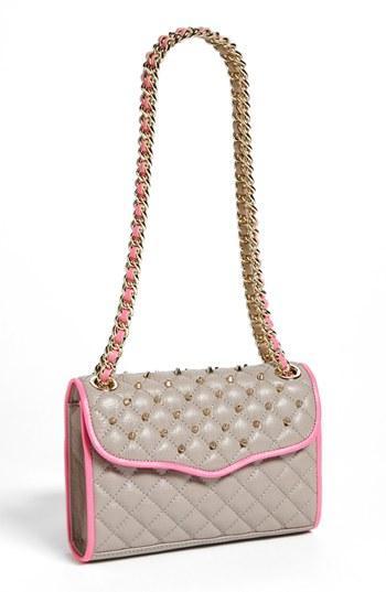 Rebecca Minkoff 'affair - Mini Studded' Convertible Crossbody Bag Grey/ Neon Pink
