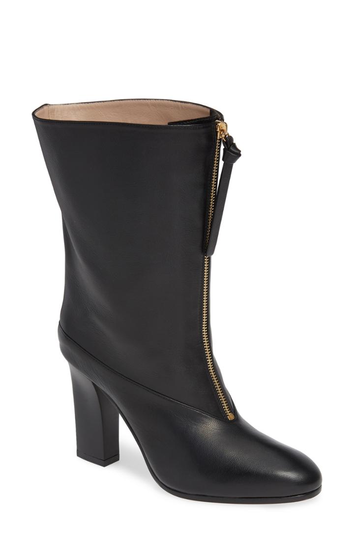 Women's Stuart Weitzman Jett Front Zip Boot .5 M - Black