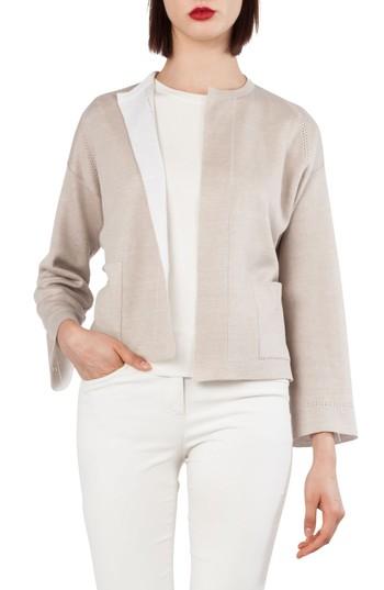 Women's Akris Stretch Silk & Linen Reversible Cardigan