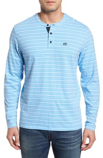 Men's Southern Tide Stripe Jennings Henley - Blue