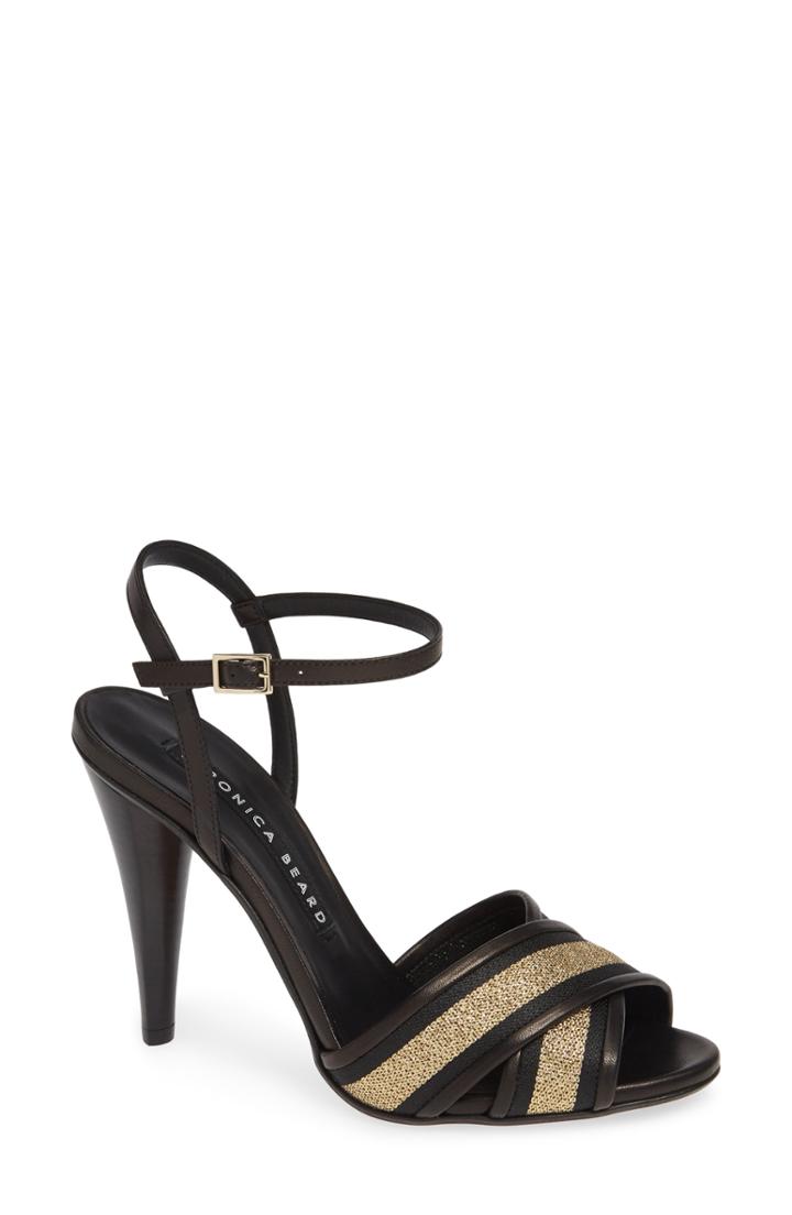 Women's Veronica Beard Olympia Quarter Strap Sandal .5us / 36.5eu - Black