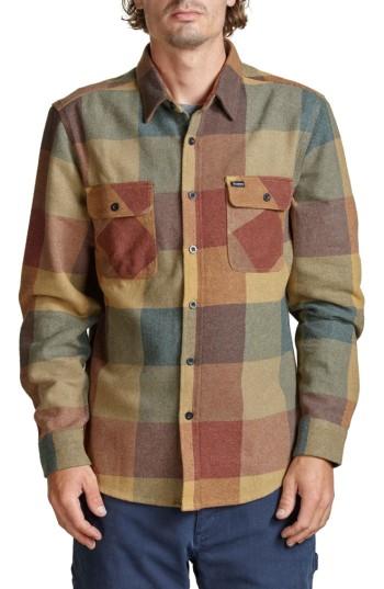 Men's Brixton Bowery Flannel Shirt, Size - Red