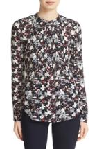 Women's Veronica Beard 'goldie' Floral Print Pintuck Silk Blouse