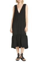 Women's Lee Mathews Didion Parasol Contrast Panel Midi Dress - Black