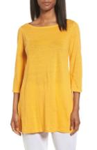 Petite Women's Eileen Fisher Bateau Neck Organic Linen Tunic P - Orange