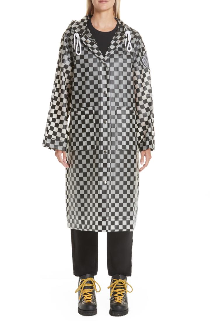 Women's Proenza Schouler Pswl Checkerboard Hooded Raincoat