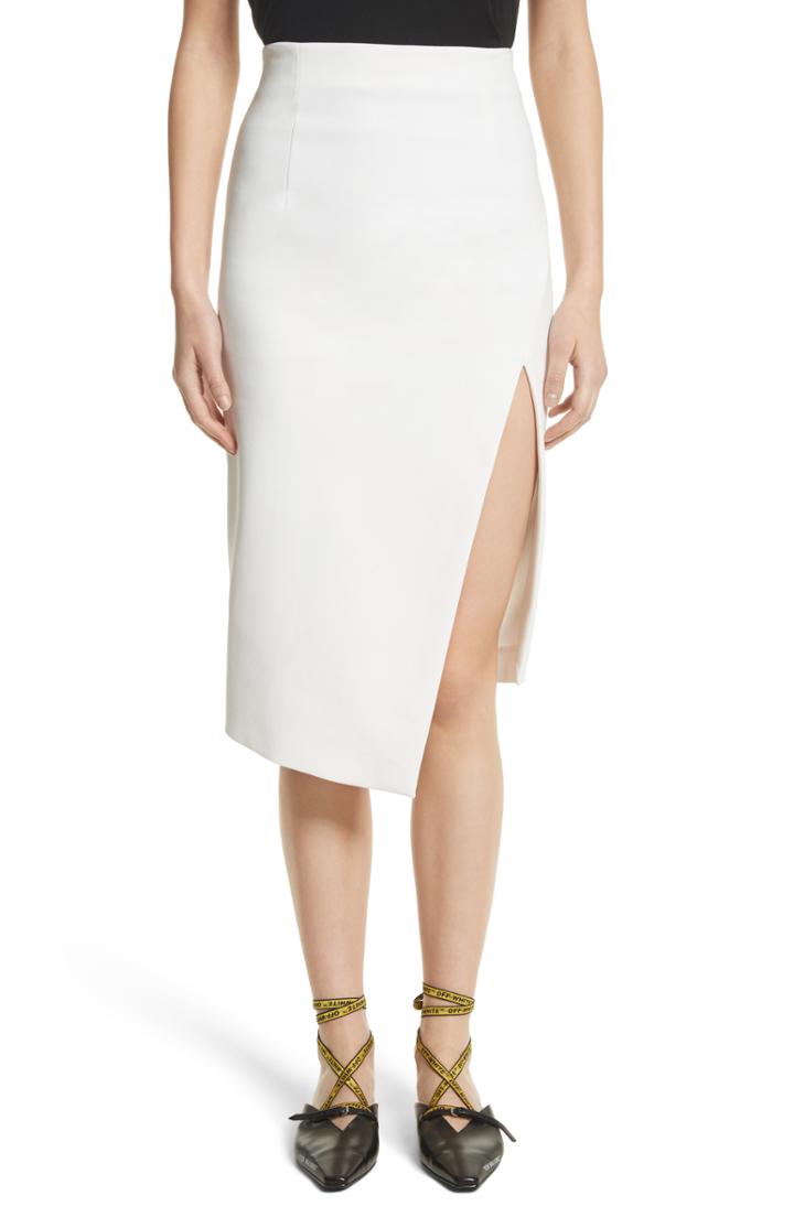 Women's Off-white Front Slit Longette Skirt