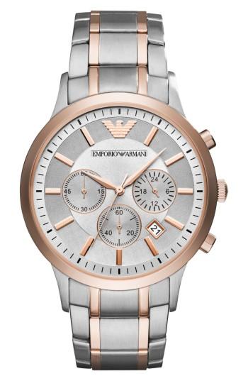 Men's Emporio Armani Two-tone Chronograph Bracelet Watch, 43mm