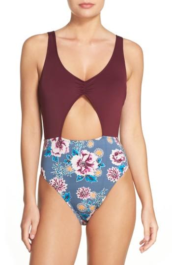 Women's The Bikini Lab Bloom Print One-piece Swimsuit - Grey