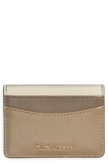 Women's Marc Jacobs Color Block Saffiano Leather Card Case - Grey