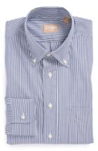 Men's Gitman Regular Fit Bengal Stripe Cotton Broadcloth Button Down Dress Shirt - 36 - Blue