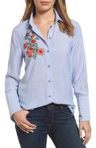 Women's Wit & Wisdom Wide Cuff Embroidered Button Down - Blue