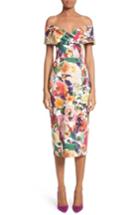 Women's Cushnie Et Ochs Floral Print Off The Shoulder Sheath Dress - White