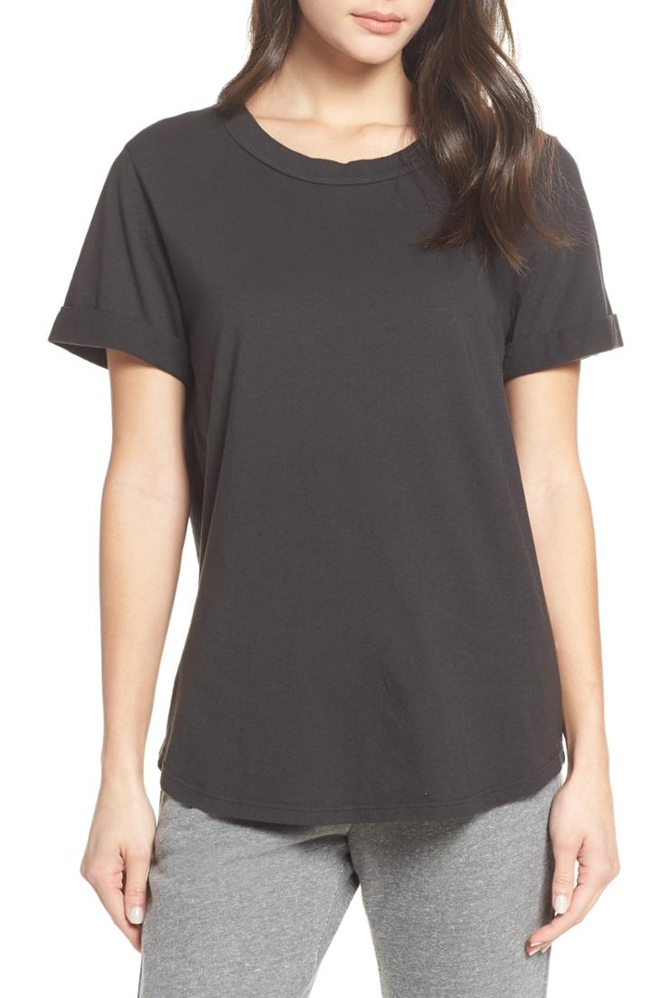 Women's Sol Angeles Roll Sleeve Tee - Black