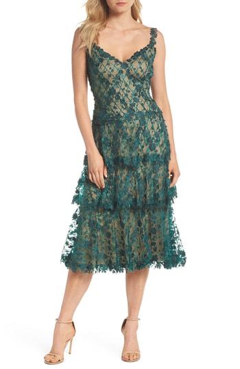 Women's Tadashi Shoji 3d Floral Midi Dress - Green