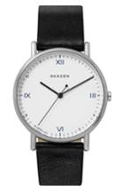 Men's Skagen X Playtype Signatur Leather Strap Watch, 40mm