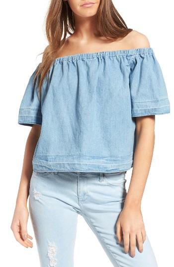 Women's Ag Sylvia Cotton Chambray Off The Shoulder Top