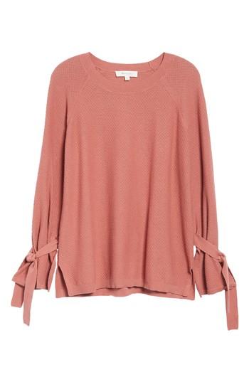 Petite Women's Two By Vince Camuto Texture Stitch Tie-sleeve Top, Size P - Pink