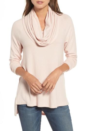 Petite Women's Gibson Convertible Neckline Cozy Fleece Tunic, Size P - Pink