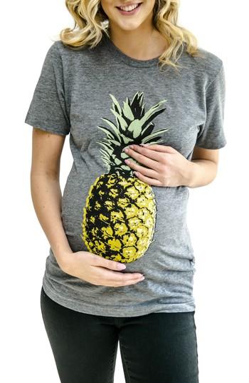 Women's Produce Third Trimester Pineapple Maternity Tee - Grey