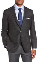 Men's Boss Janson Trim Fit Plaid Wool Sport Coat R - Grey