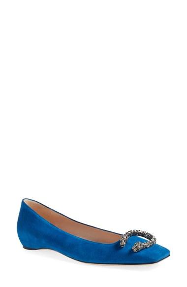 Women's Gucci 'dionysus' Embellished Square Toe Flat
