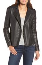 Women's Halogen Asymmetrical Leather Jacket - Black