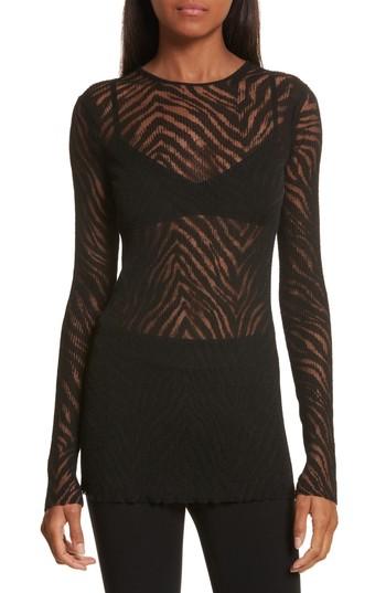 Women's Helmut Lang Zebra Knit Pullover - Black