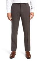 Men's Nordstrom Signature Flat Front Solid Wool Trousers - Brown