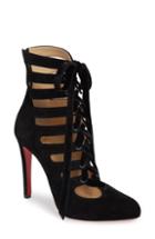 Women's Christian Louboutin Spinetita Cage Lace-up Bootie .5us / 35.5eu - Black