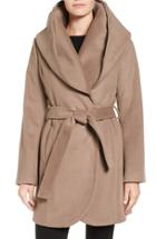 Women's T Tahari Wool Blend Belted Wrap Coat - Brown