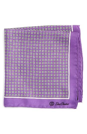 Men's David Donahue Medallion Silk Pocket Square, Size - Purple