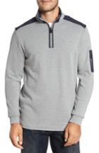 Men's Bugatchi Classic Fit Pinstripe Quarter Zip Pullover - Grey