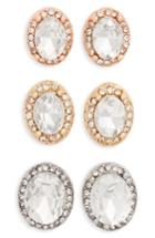 Women's 6-pack Oval Crystal Stud Earrings