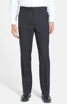 Men's Berle Self Sizer Waist Tropical Weight Flat Front Trousers X Unhemmed - Black