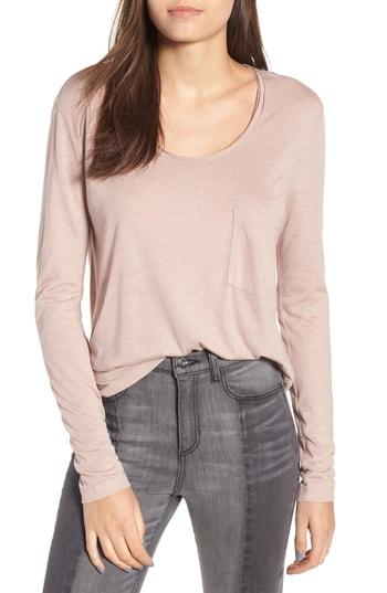 Women's Bp. Raw Edge Scoop Neck Tee, Size - Beige
